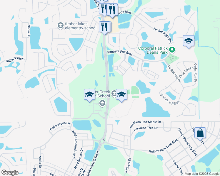 map of restaurants, bars, coffee shops, grocery stores, and more near 1001 Avalon Park South Boulevard in Orlando
