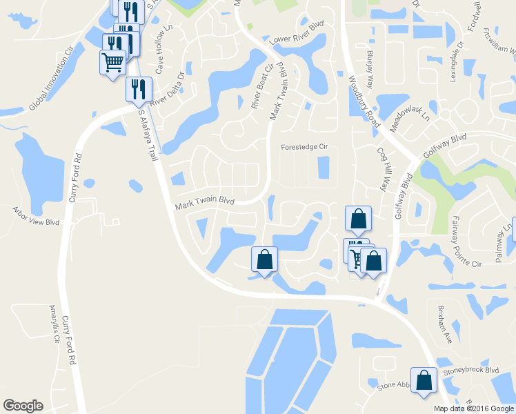 map of restaurants, bars, coffee shops, grocery stores, and more near 12538 Castlemain Trail in Orlando