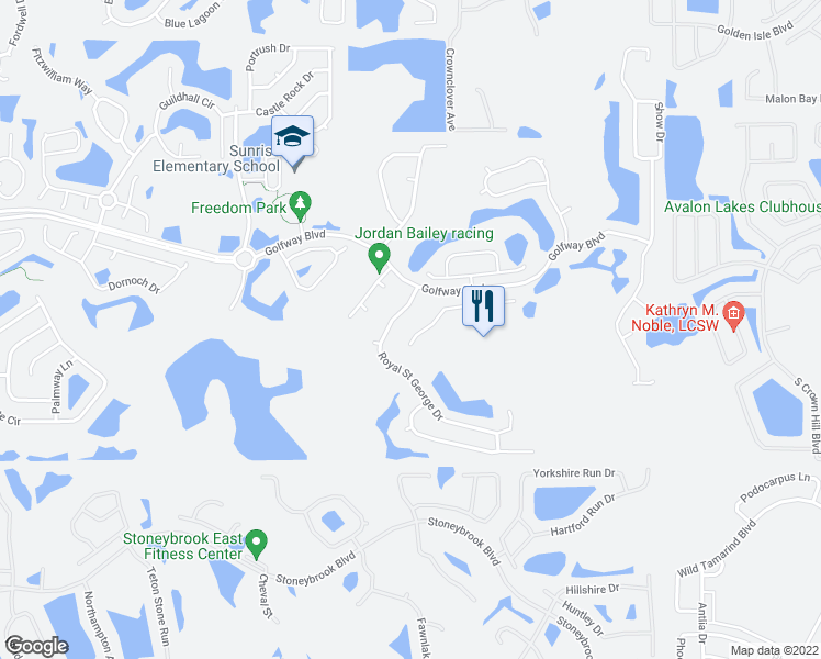 map of restaurants, bars, coffee shops, grocery stores, and more near 14531 Riviera Pointe Drive in Orlando