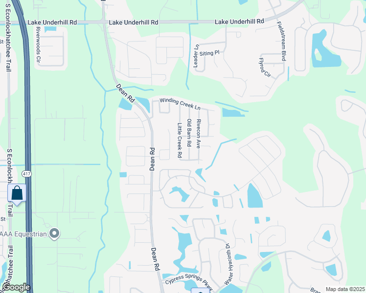 map of restaurants, bars, coffee shops, grocery stores, and more near 989 Little Creek Road in Orlando
