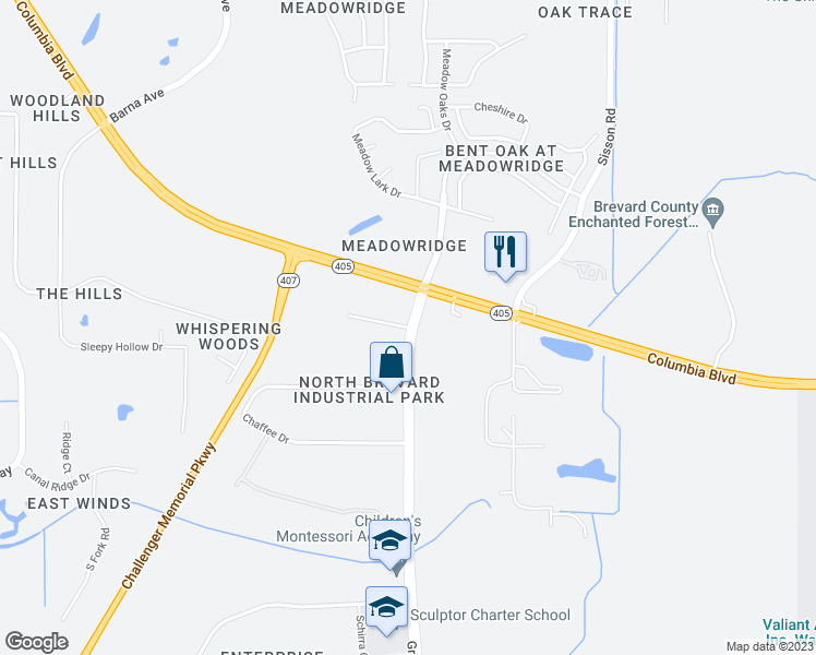 map of restaurants, bars, coffee shops, grocery stores, and more near 1100 Lockheed Way in Titusville