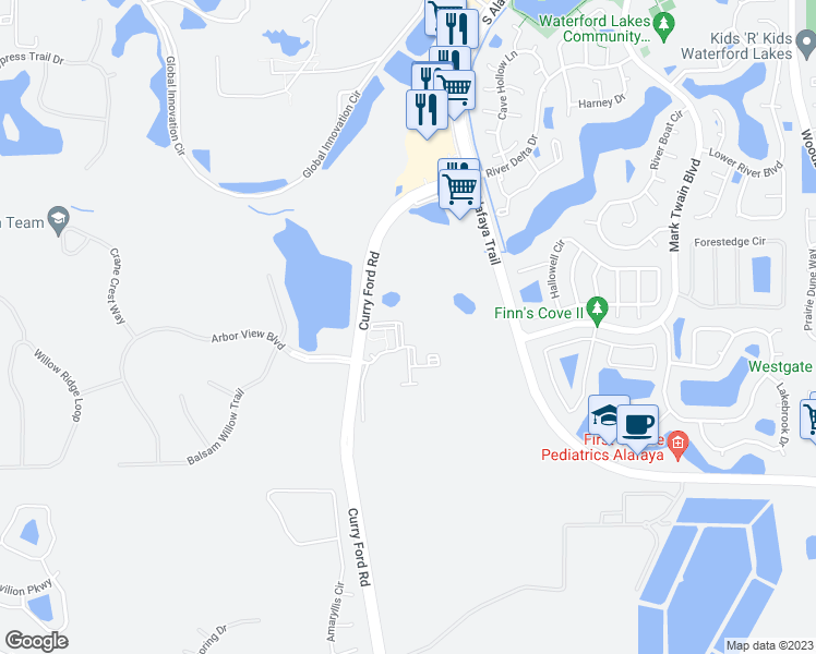 map of restaurants, bars, coffee shops, grocery stores, and more near 11811 Estates Club Drive in Orlando