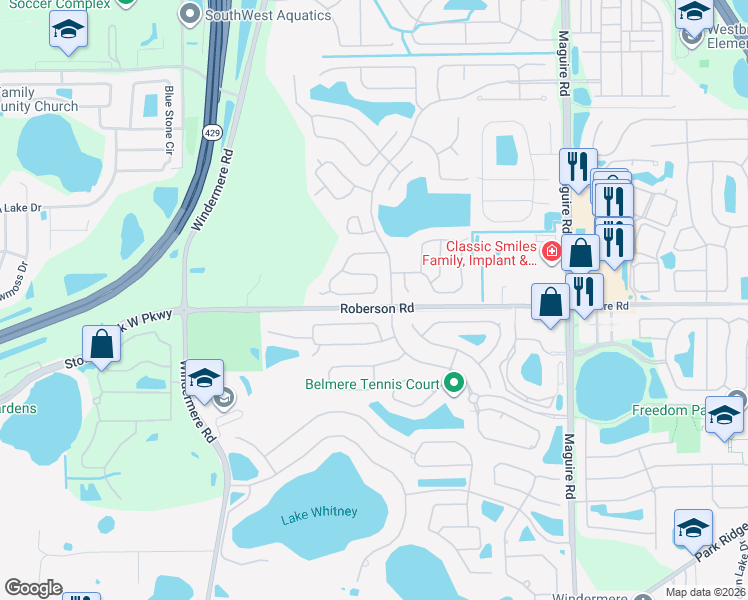 map of restaurants, bars, coffee shops, grocery stores, and more near 481 Mickleton Loop in Ocoee
