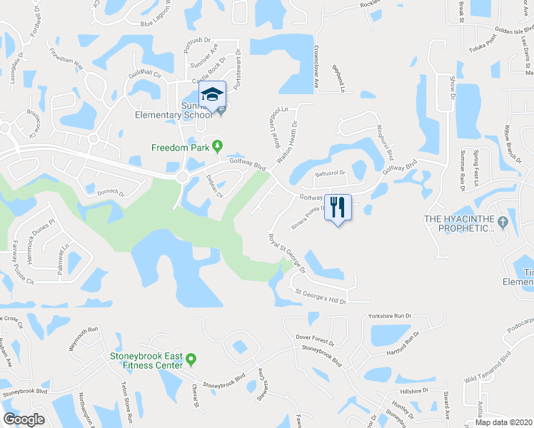 map of restaurants, bars, coffee shops, grocery stores, and more near 14322 Letham Grange Court in Orlando