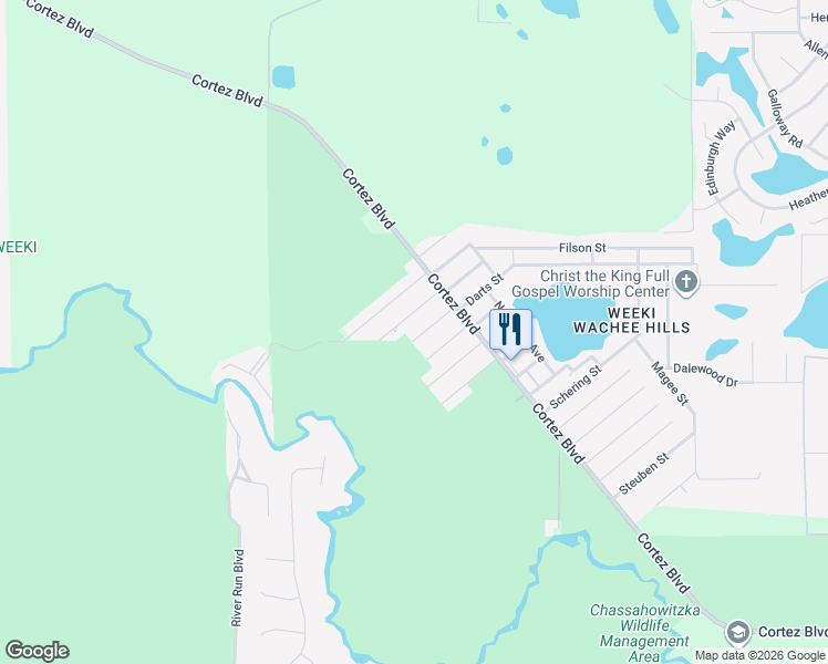 map of restaurants, bars, coffee shops, grocery stores, and more near 7149 Spruce Drive in Weeki Wachee