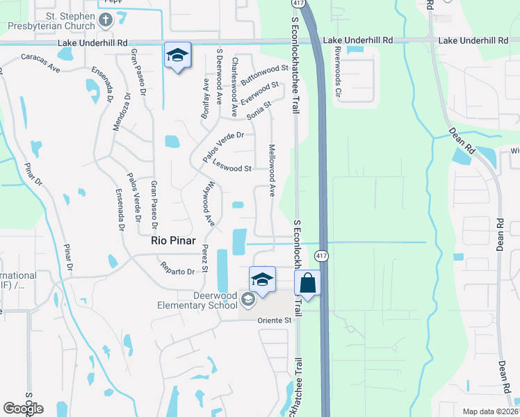 map of restaurants, bars, coffee shops, grocery stores, and more near 809 Pine Meadows Road in Orlando