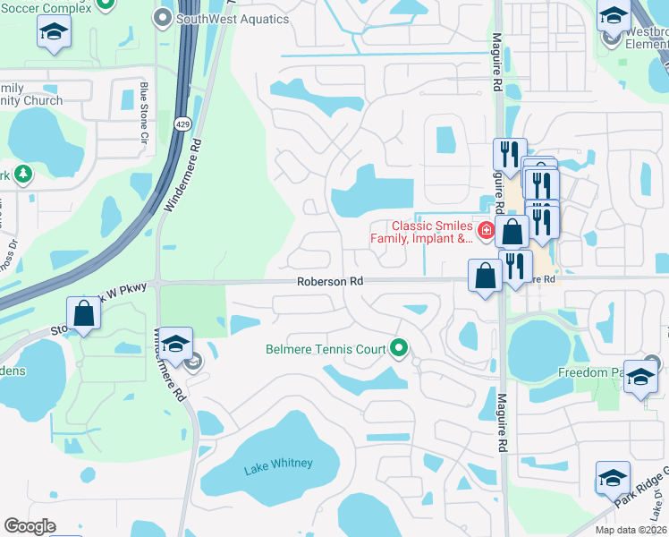 map of restaurants, bars, coffee shops, grocery stores, and more near 481 Mickleton Loop in Ocoee