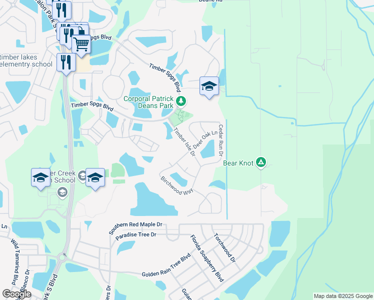 map of restaurants, bars, coffee shops, grocery stores, and more near 906 Timber Isle Drive in Orlando
