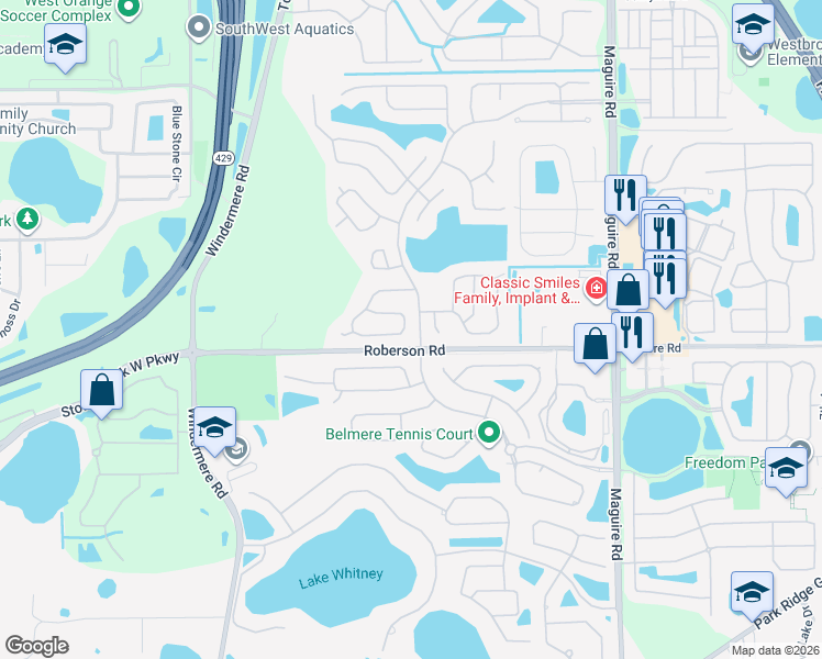 map of restaurants, bars, coffee shops, grocery stores, and more near 481 Mickleton Loop in Ocoee