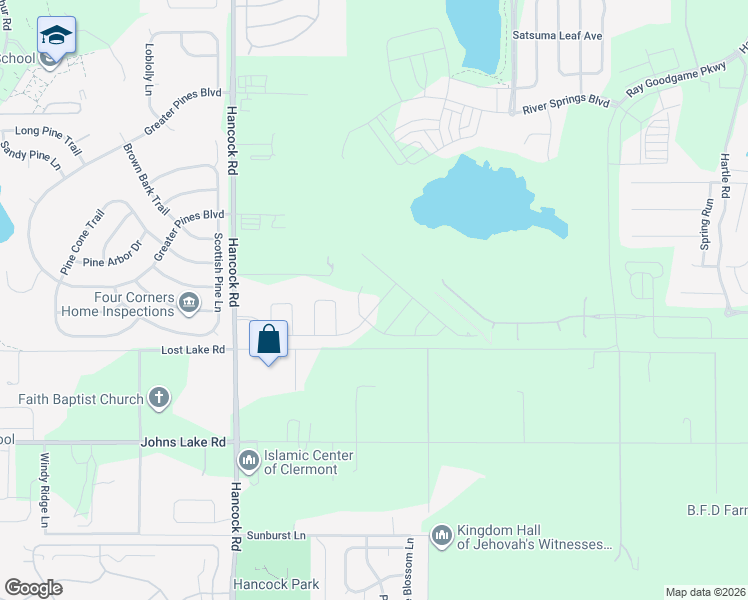 map of restaurants, bars, coffee shops, grocery stores, and more near 15824 Lost Lake Road in Clermont