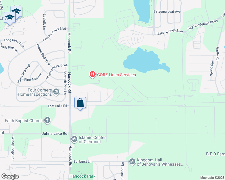 map of restaurants, bars, coffee shops, grocery stores, and more near 15824 Lost Lake Road in Clermont