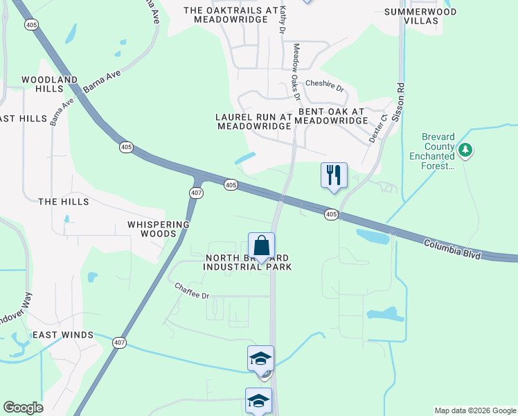 map of restaurants, bars, coffee shops, grocery stores, and more near 1100 Lockheed Way in Titusville