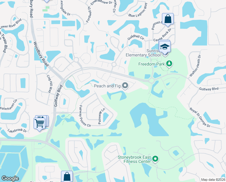 map of restaurants, bars, coffee shops, grocery stores, and more near 13568 Dornoch Drive in Orlando