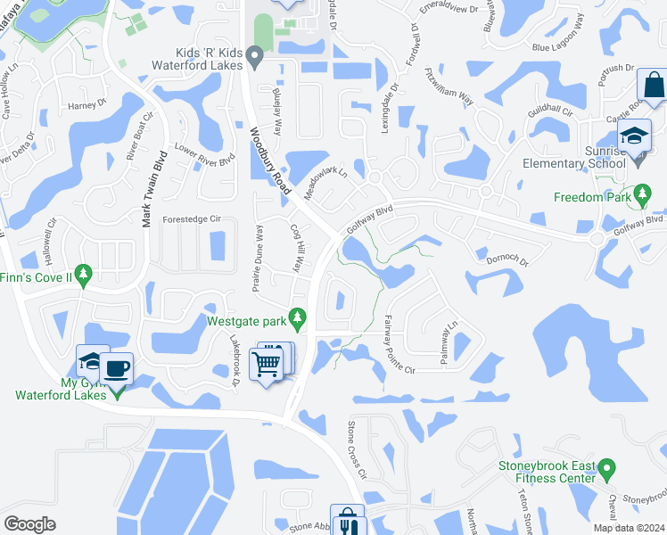 map of restaurants, bars, coffee shops, grocery stores, and more near 297 Isle of Sky Circle in Orlando