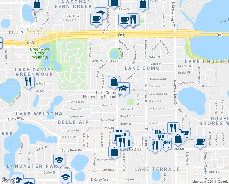 map of restaurants, bars, coffee shops, grocery stores, and more near 904 South Bumby Avenue in Orlando