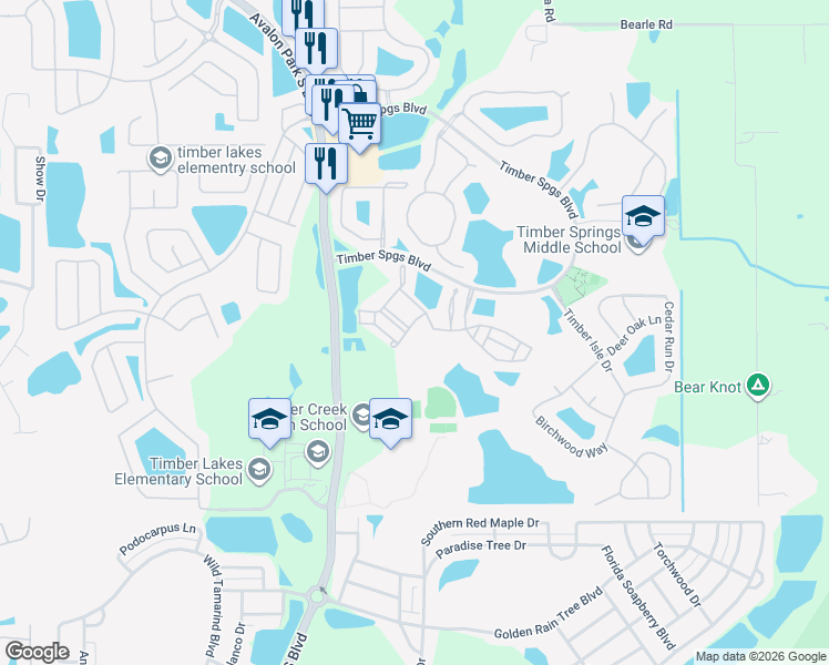 map of restaurants, bars, coffee shops, grocery stores, and more near 16760 Cedar Crest Drive in Orlando