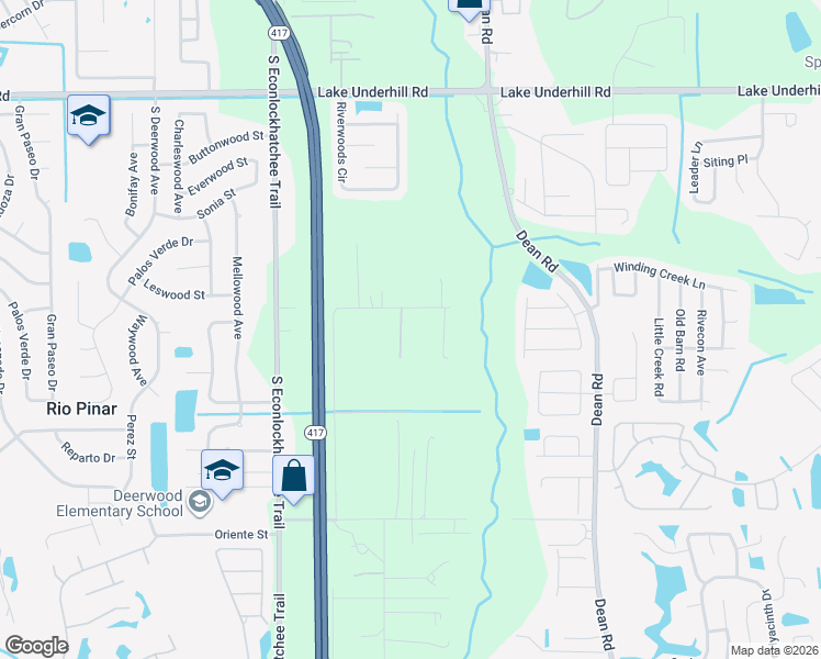 map of restaurants, bars, coffee shops, grocery stores, and more near 9748 Sunderson Road in Orlando