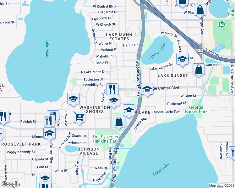 map of restaurants, bars, coffee shops, grocery stores, and more near 3206 Orange Center Boulevard in Orlando