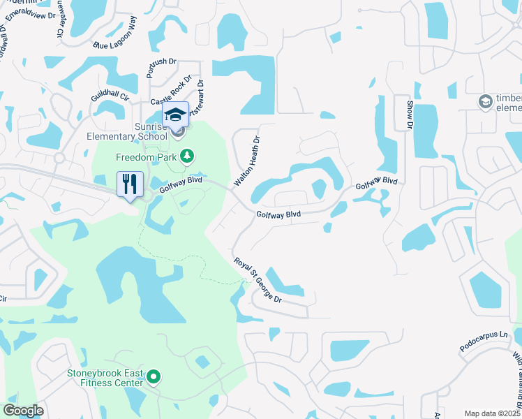map of restaurants, bars, coffee shops, grocery stores, and more near 14600 Kitlanselt Way in Orlando
