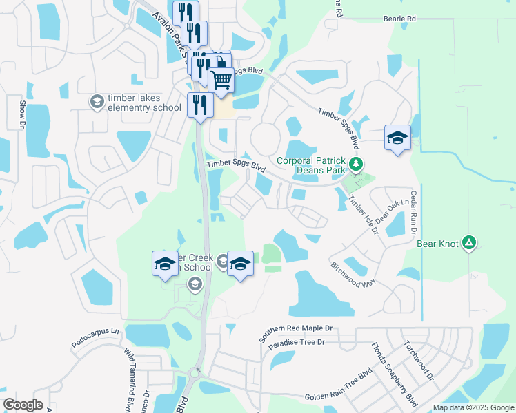 map of restaurants, bars, coffee shops, grocery stores, and more near 807 Pine Pointe Lane in Orlando