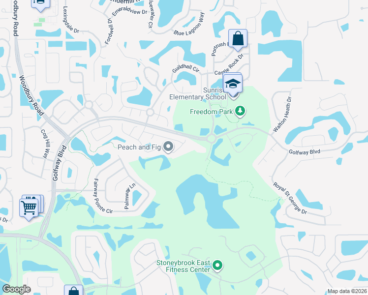 map of restaurants, bars, coffee shops, grocery stores, and more near 13664 Dornoch Drive in Orlando