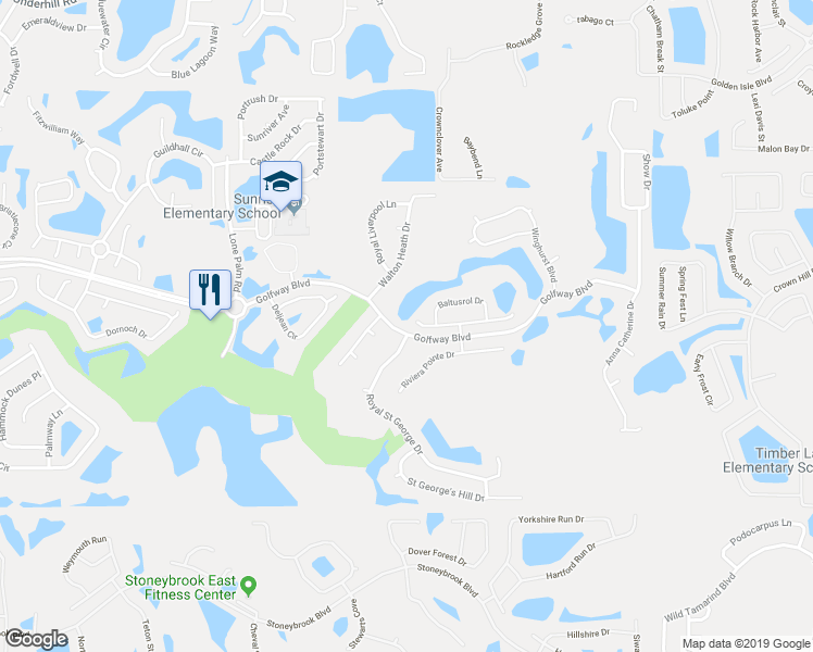map of restaurants, bars, coffee shops, grocery stores, and more near 14600 Kitlanselt Way in Orlando