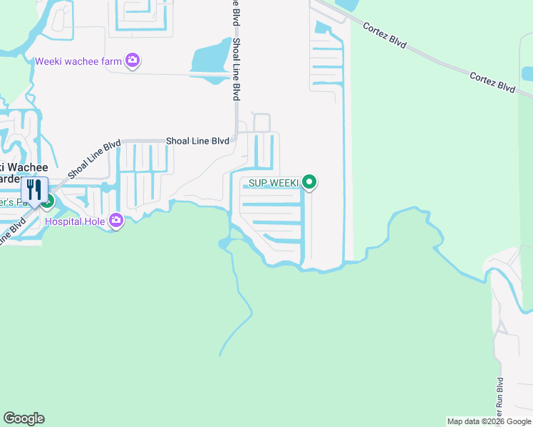map of restaurants, bars, coffee shops, grocery stores, and more near 6303 Sebring Street in Weeki Wachee