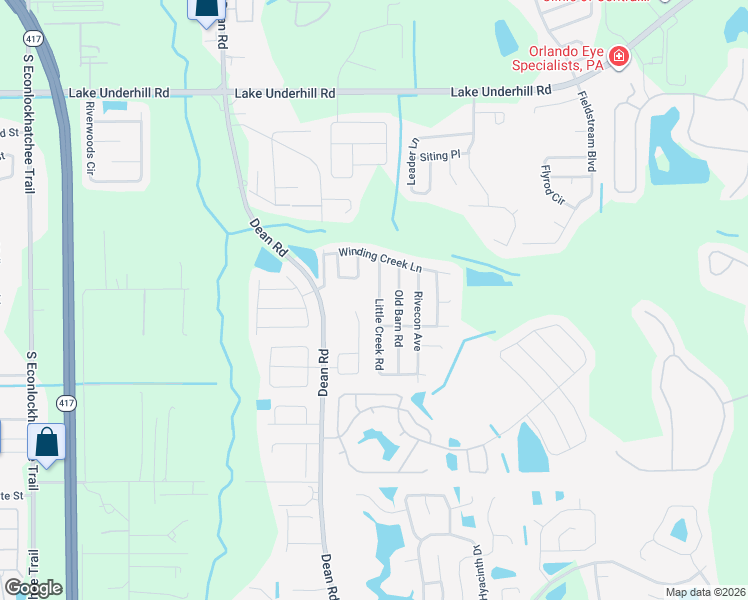 map of restaurants, bars, coffee shops, grocery stores, and more near 916 Little Creek Road in Orlando