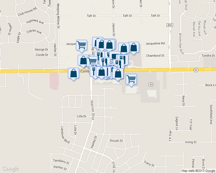 map of restaurants, bars, coffee shops, grocery stores, and more near 13139 Odham St in Spring Hill