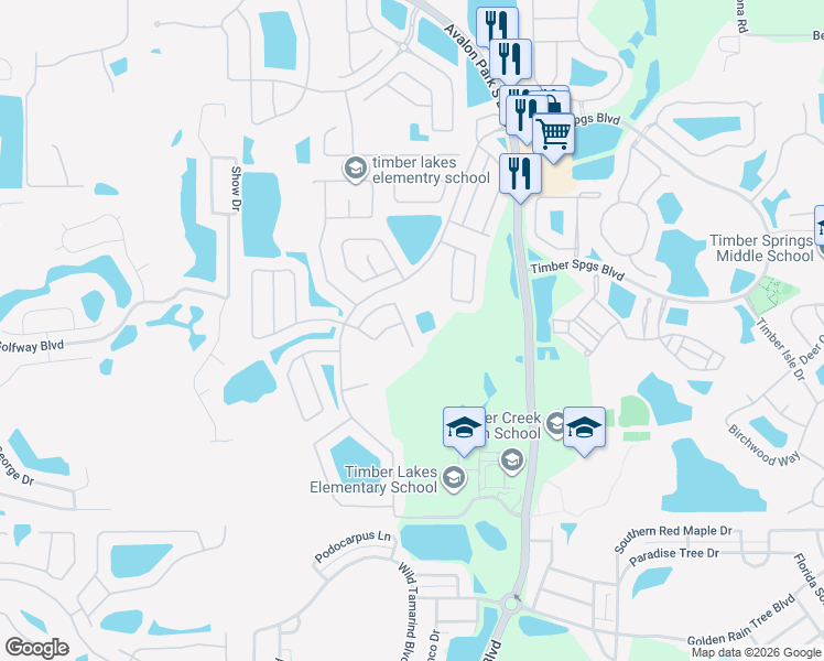 map of restaurants, bars, coffee shops, grocery stores, and more near 1521 Echo Lake Court in Orlando