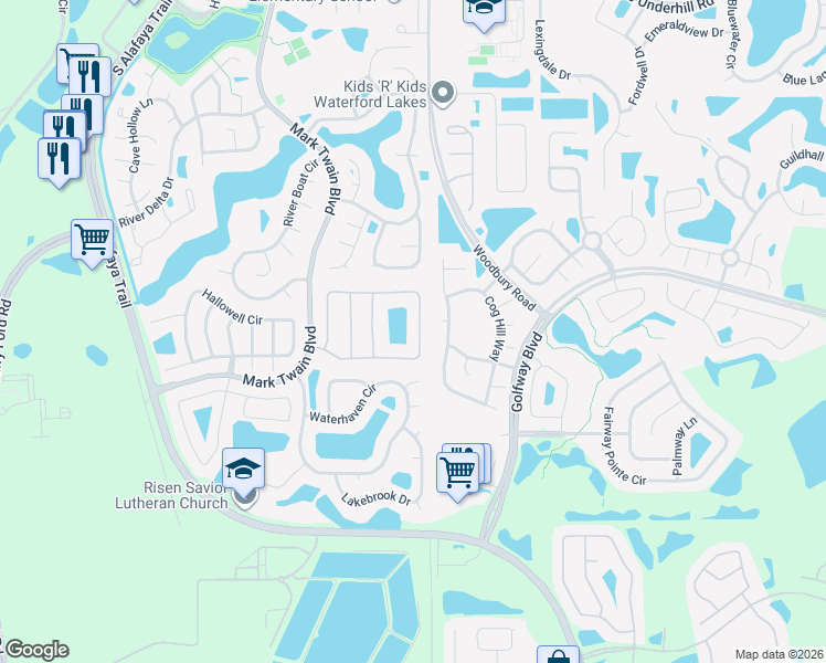 map of restaurants, bars, coffee shops, grocery stores, and more near 12793 Forestedge Circle in Orlando