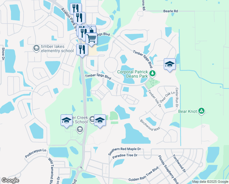 map of restaurants, bars, coffee shops, grocery stores, and more near 868 Park Grove Court in Orlando