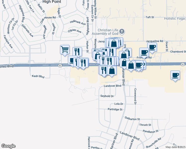 map of restaurants, bars, coffee shops, grocery stores, and more near 12440 Cortez Boulevard in Brooksville