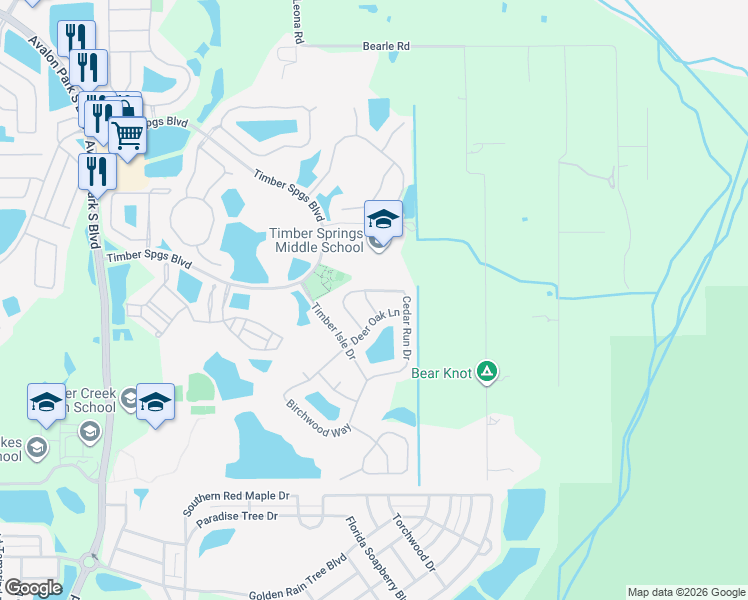 map of restaurants, bars, coffee shops, grocery stores, and more near 16968 Deer Oak Lane in Orlando