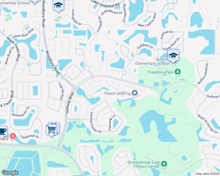 map of restaurants, bars, coffee shops, grocery stores, and more near 13540 Dornoch Drive in Orlando
