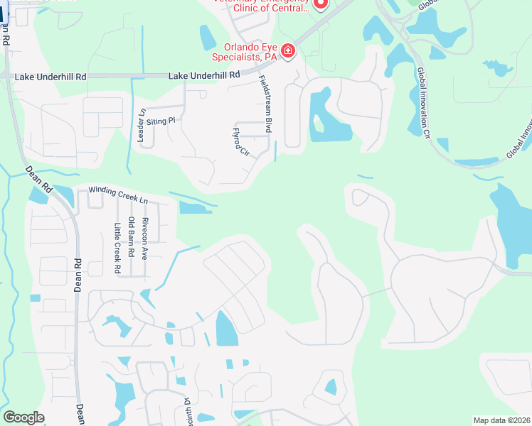 map of restaurants, bars, coffee shops, grocery stores, and more near 10900 Inside Loop in Orlando