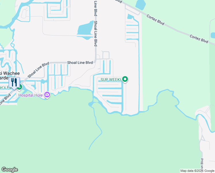 map of restaurants, bars, coffee shops, grocery stores, and more near 6284 Fine Street in Spring Hill