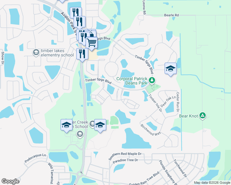 map of restaurants, bars, coffee shops, grocery stores, and more near 840 Park Grove Court in Orlando