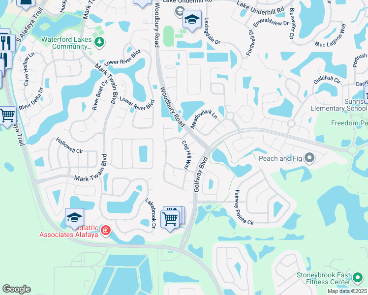 map of restaurants, bars, coffee shops, grocery stores, and more near 13048 Cog Hill Way in Orlando