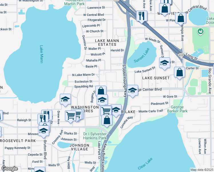 map of restaurants, bars, coffee shops, grocery stores, and more near 3098 Eccleston Street in Orlando