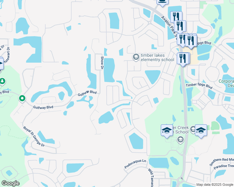map of restaurants, bars, coffee shops, grocery stores, and more near 13236 Summer Rain Drive in Orlando