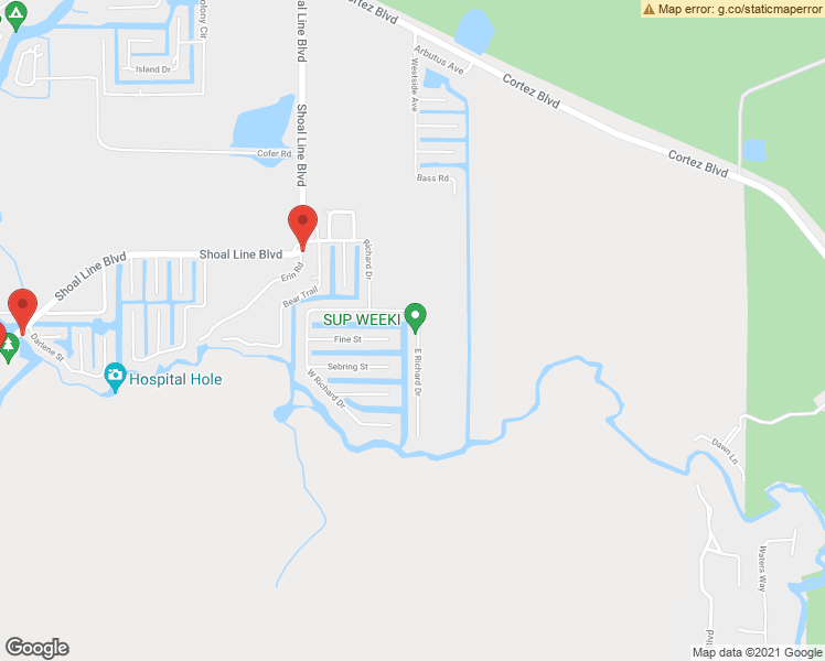 map of restaurants, bars, coffee shops, grocery stores, and more near 6901 East Richard Drive in Weeki Wachee