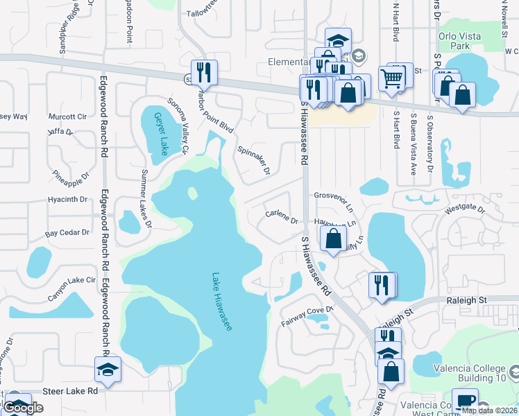 map of restaurants, bars, coffee shops, grocery stores, and more near 700 Beryl Place in Orlando