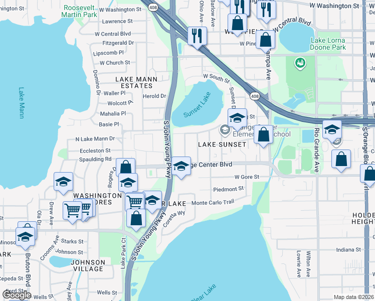 map of restaurants, bars, coffee shops, grocery stores, and more near 701 Cookman Avenue in Orlando