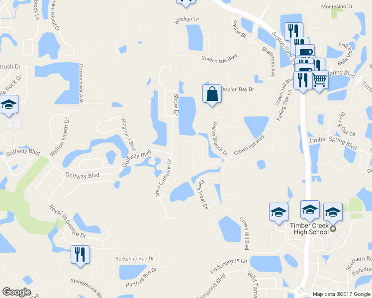 map of restaurants, bars, coffee shops, grocery stores, and more near 13431 Summer Rain Drive in Orlando