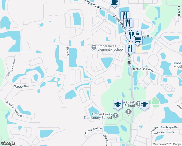 map of restaurants, bars, coffee shops, grocery stores, and more near 1451 Willow Branch Drive in Orlando