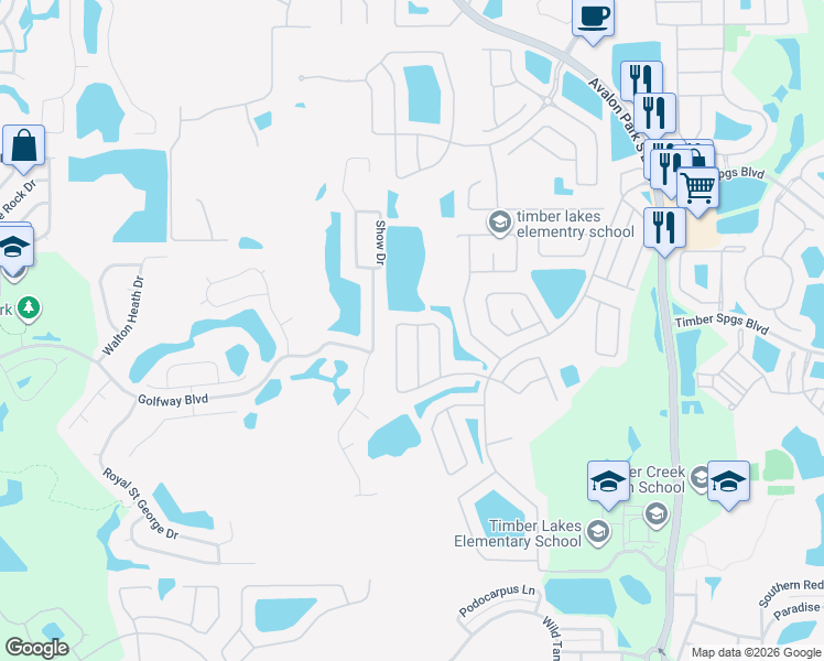 map of restaurants, bars, coffee shops, grocery stores, and more near 13431 Summer Rain Drive in Orlando