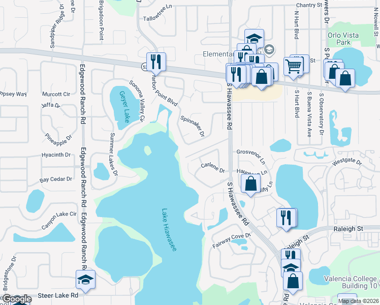 map of restaurants, bars, coffee shops, grocery stores, and more near 700 Beryl Place in Orlando