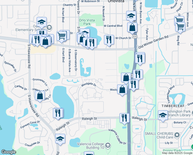 map of restaurants, bars, coffee shops, grocery stores, and more near 518 Parrish Avenue in Orlando