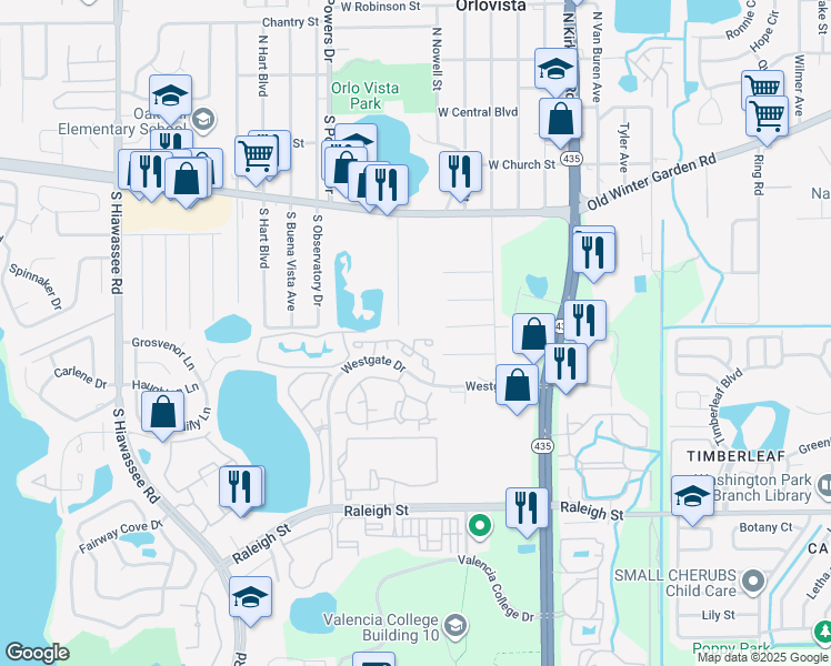 map of restaurants, bars, coffee shops, grocery stores, and more near 518 Parrish Avenue in Orlando